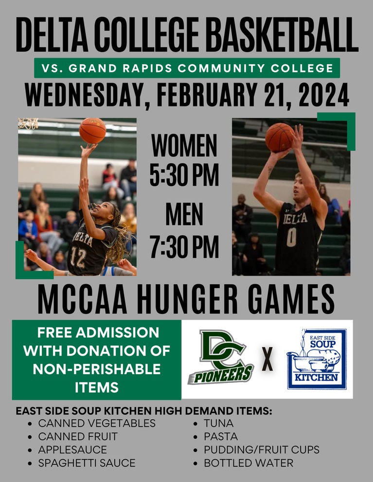 DELTA COLLEGE ATHLETICS PARTNERS WITH EAST SIDE SOUP KITCHEN FOR MCCAA HUNGER GAMES